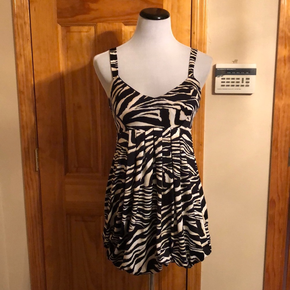 Zebra print black/gold/white dress